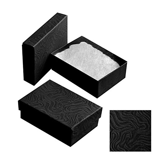 Swirl Black Cotton Filled Jewelry Boxes #32 - Pack of 100 | Premium Gift Packaging for Necklaces, Rings & Earrings | Perfect for Jewelry Stores, Wedding Favors & Retail Displays