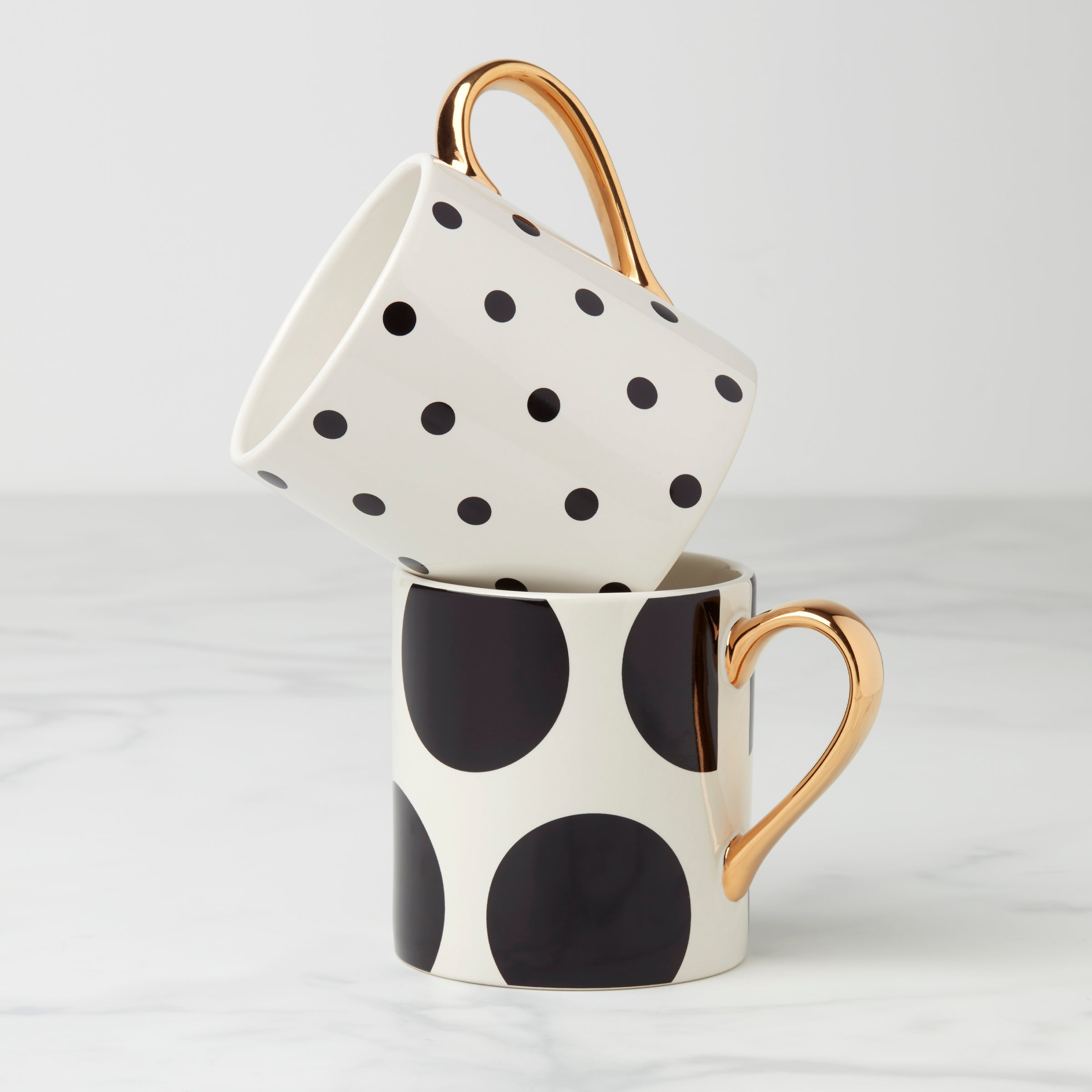 On The Dot Assorted Coffee Mugs Set of 2 - Stylish Ceramic Cups for Home, Office & Gift Giving