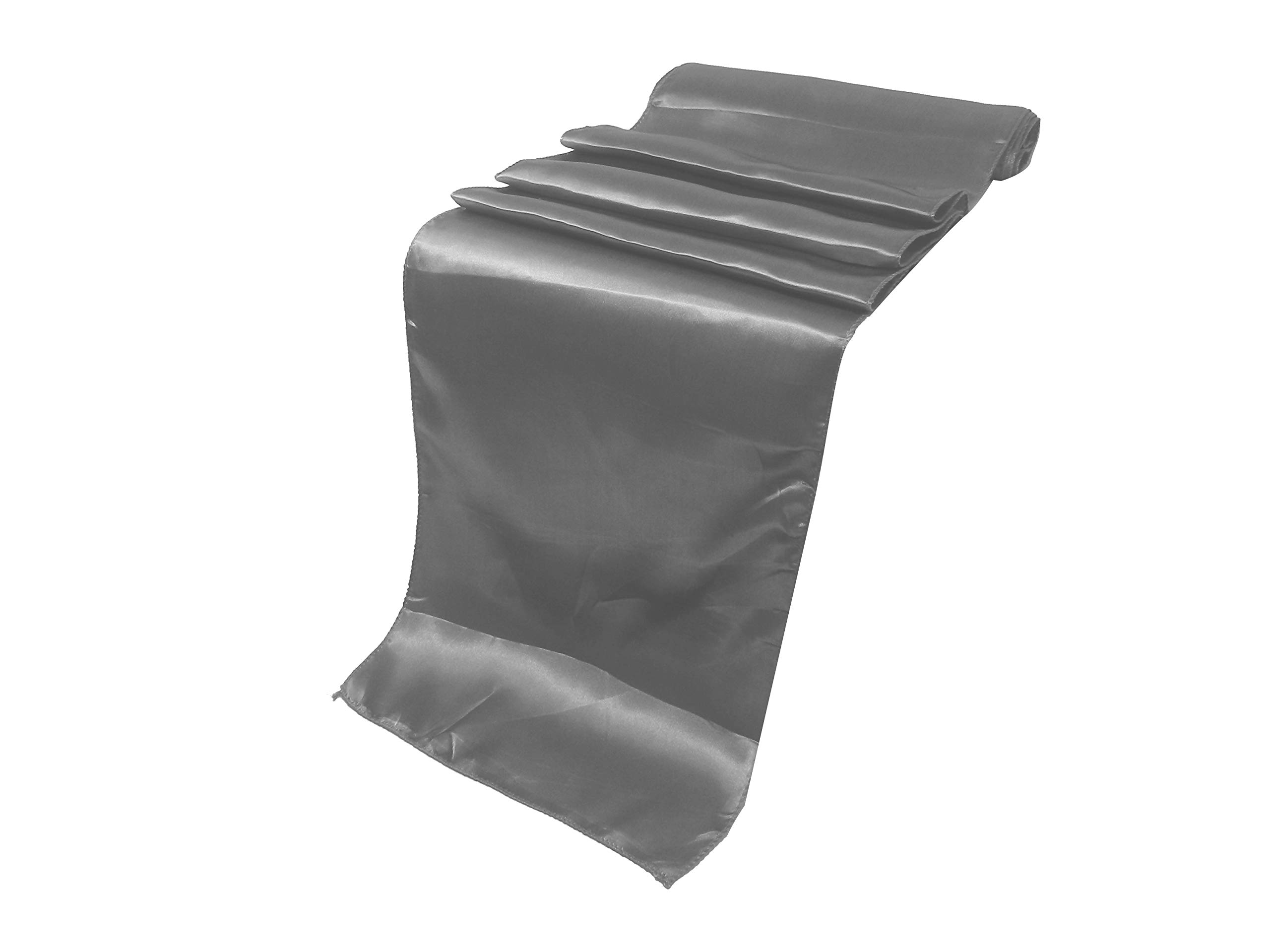 10 Pack 12x108 Inch Satin Table Runner & 50 Pack 12x12 Inch Satin Napkins with 50 Rhinestone Napkin Rings - Elegant Wedding, Christmas, Birthday Party Decor Set (Silver Grey) for Dining Table, Buffet, and Special Event Centerpieces