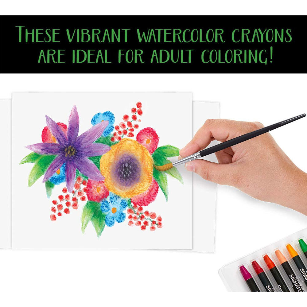 12-Piece Crayola Signature Non-Toxic Premium Watercolor Crayons Set for Teens & Adults - Perfect for Art Projects, Sketching & Creative Coloring