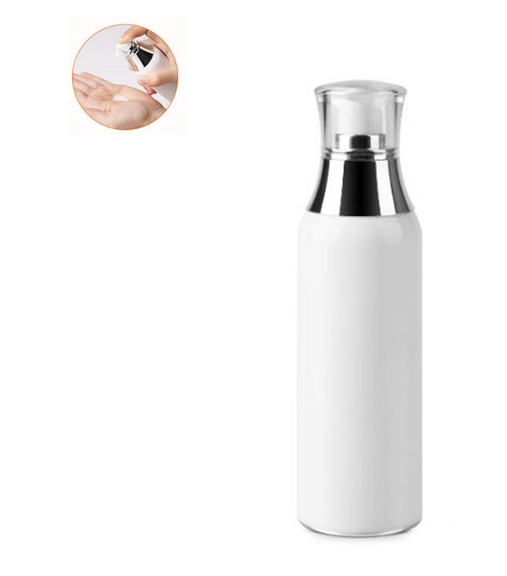 1Pcs White Acrylic Airless Pump Vacuum Bottle - 120ml/4oz Empty Portable Cosmetic Container for Lotion, Serum & Makeup | Leak-Proof Travel Toiletry Storage | Perfect for Skincare, Foundation & Liquid Cosmetics