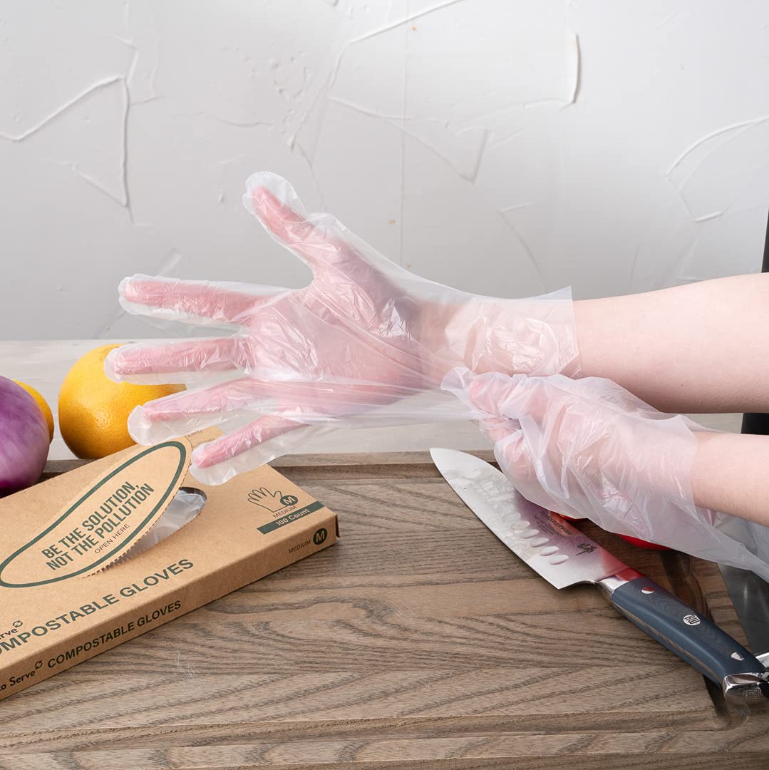 Eco-Friendly Compostable Gloves for Restaurants & Catering - Small Disposable Gloves for Food Service, Handling & Hygiene - Perfect for Chefs, Bakers & Caterers