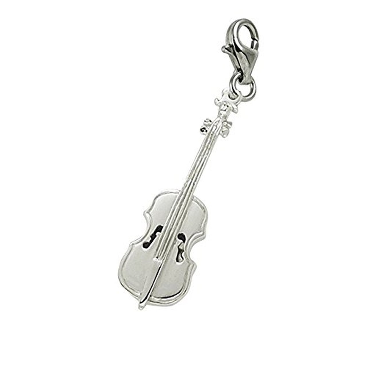 Elegant Cello Charm with Lobster Claw Clasp - Silver Musical Note Pendant for Bracelets & Necklaces - Perfect for Musicians, Music Lovers & Jewelry DIY Projects