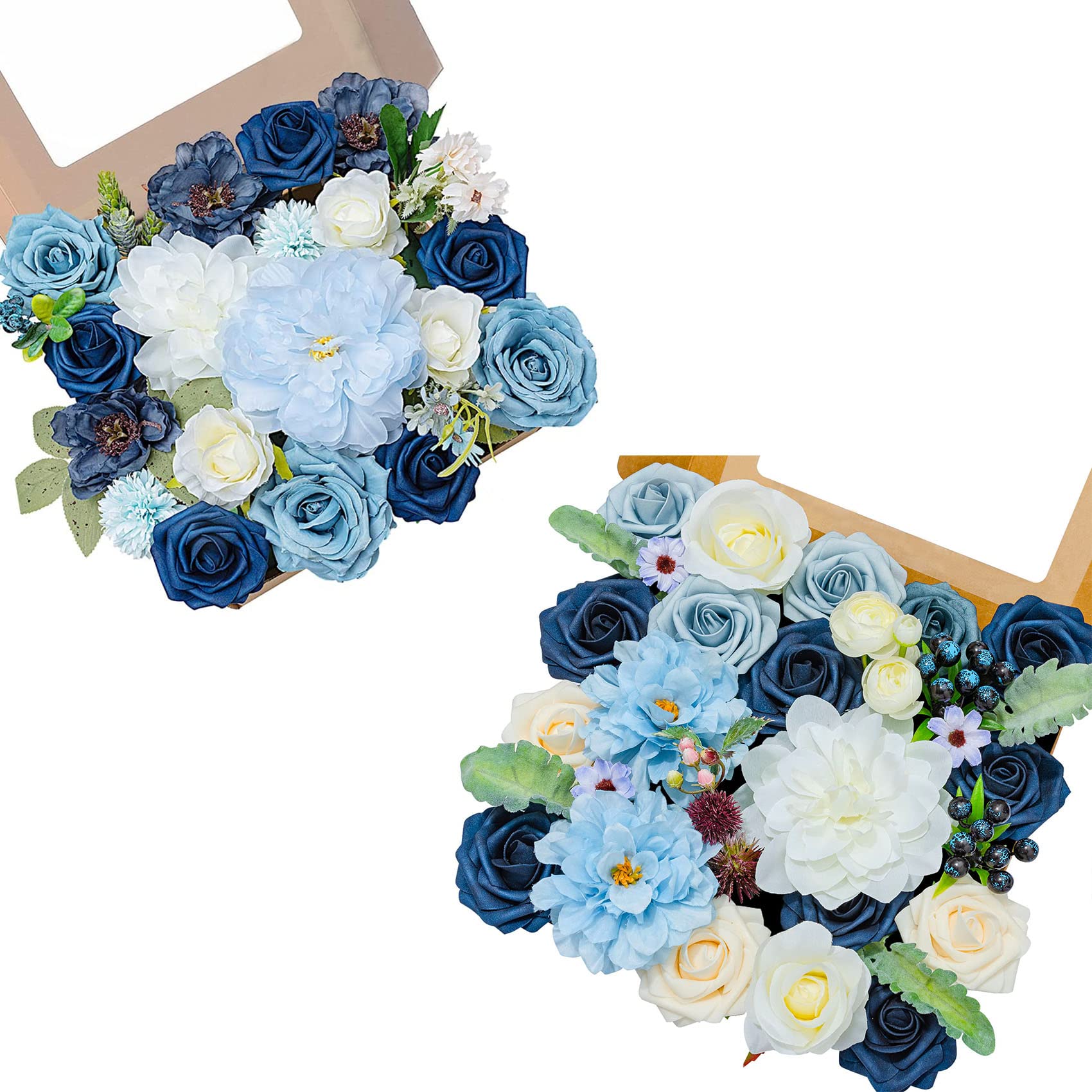 Dusty Blue Artificial Flowers - Rose & Daisy Fake Flowers with Stem for DIY Wedding Arch, Bouquets, Bridal Shower, Baby Shower, Party Decor, Home Decorations - Perfect for Centerpieces, Wall Decor, and Wedding Backdrops