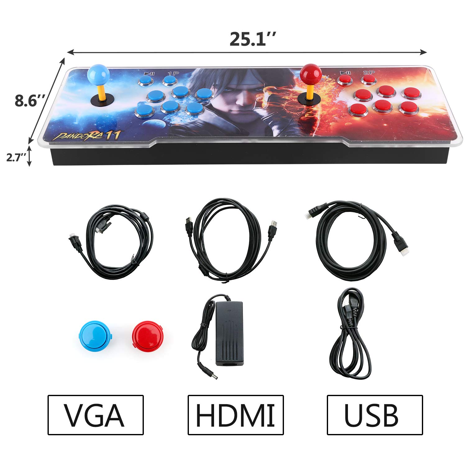 Pandora Treasure 3D Arcade Game Console - 30000 Preloaded Games, 1280x720P HD, Supports 3D & Online Multiplayer (4 Players), Expandable Game Library, Favorite List, Dual Player Controls (Yellow) - Perfect for Family Game Nights & Retro Gaming Enthusiasts