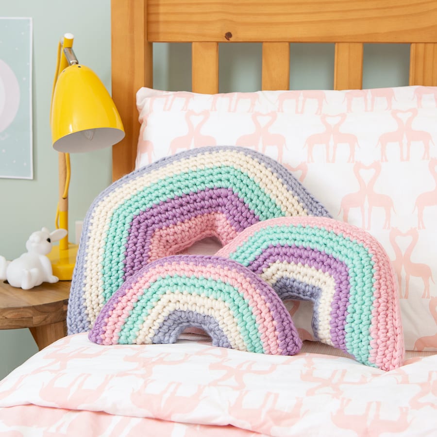 Rainbow Crochet Cushion Set - DIY Knitting Kit for Beginners - Perfect for Home Decor, Gifts & Cozy Living Room Accents