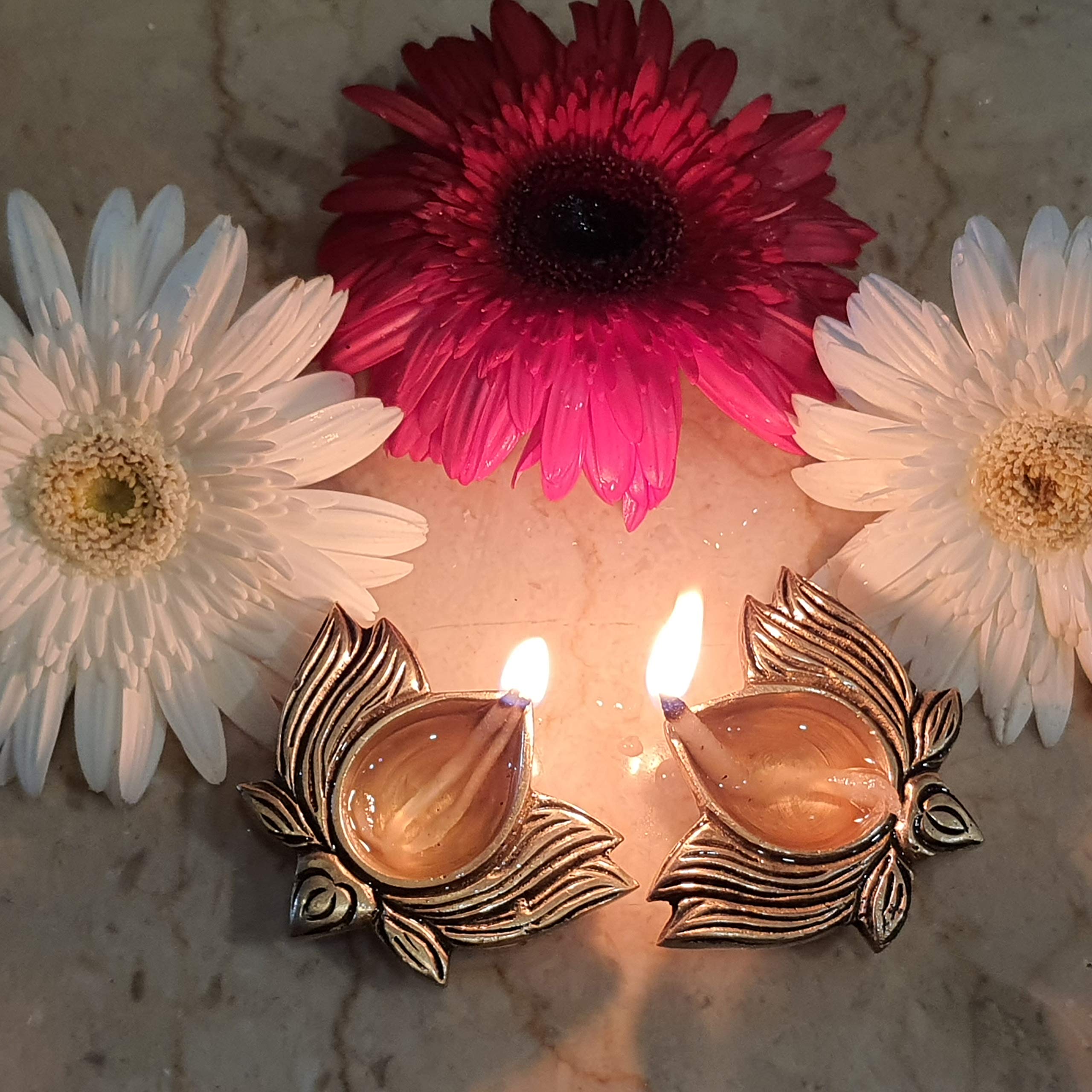Authentic Indian Diwali Brass Oil Lamp Set of 10 - Handcrafted Pooja Diya for Hindu Puja, Mandir & Home Decor - Gold Finish Diyas with Wicks for Festival, Wedding & Spiritual Ceremonies