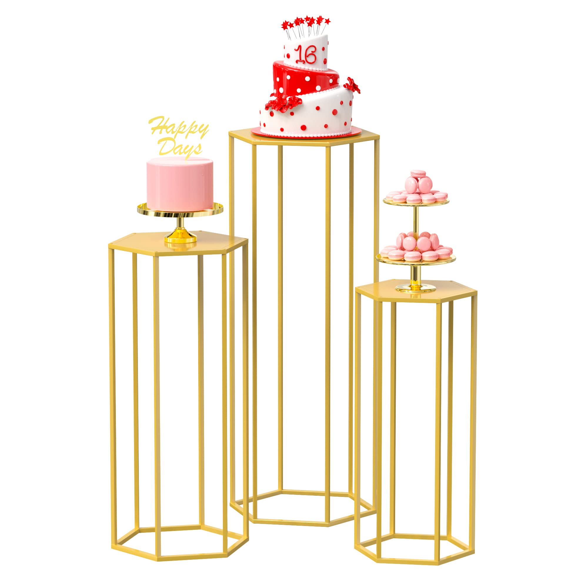 Hexagon Pedestal Stand Set of 3 - 35.43