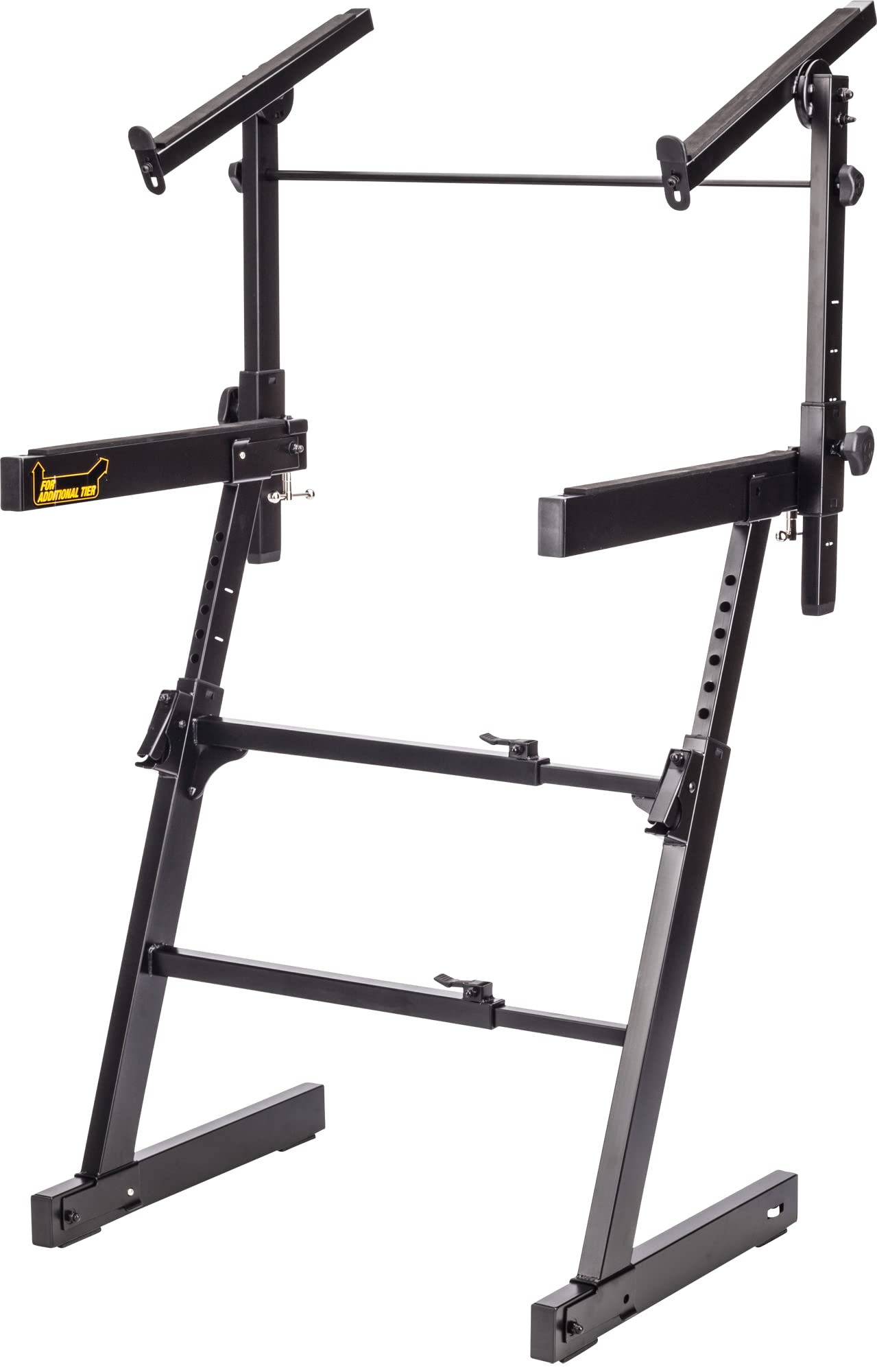 Hercules KS410B Heavy Duty Double Tier Keyboard Stand with Auto-Locking Mechanism - Black | Perfect for Studio, Stage & Home Music Production