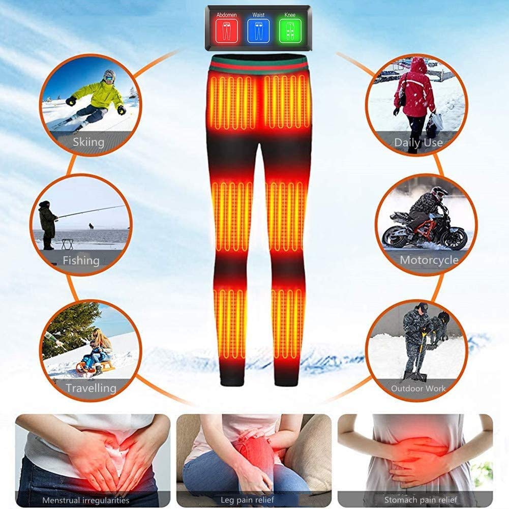 Electric Heating Pants for Men & Women - USB Rechargeable Winter Warm Thermal Leggings - Perfect for Outdoor Activities, Skiing, Hiking & Cold Weather