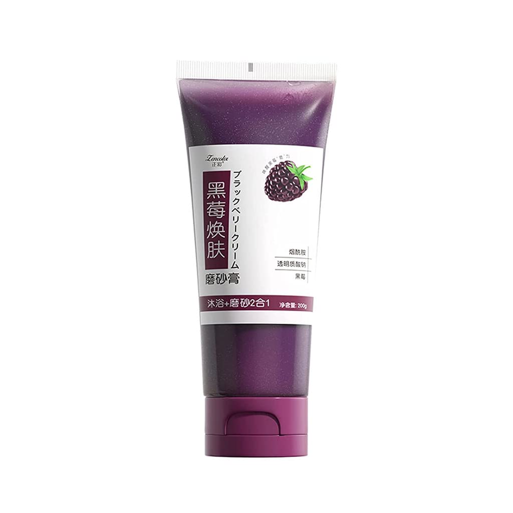 Mayui Japan Juniperberry Byecellu Body Scrub - Organic Blackberry Rejuvenating Exfoliator with Niacinamide, Deep Cleansing & Moisturizing Bath Scrub for Smooth Skin (200ml) - Perfect for Spa Day, Dry Skin Care & Post-Workout Refreshment