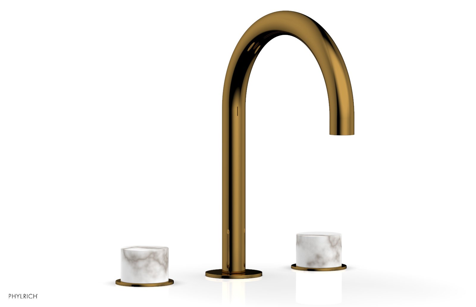 BASIC II Widespread Bathroom Faucet with White Marble Handles - 8 Inch Centerset, Brushed Nickel Finish for Modern Vanity Sinks (Model 230-03) - Perfect for Guest Bathrooms and Powder Rooms
