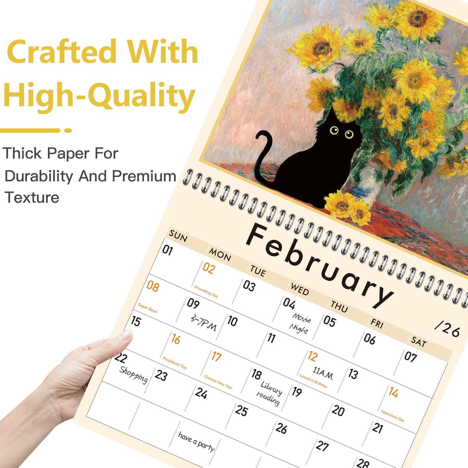 GuassLee 2025-2026 Cat Wall Calendar - 19 Month Vertical Hanging Calendar from June 2025 to December 2026 - 14