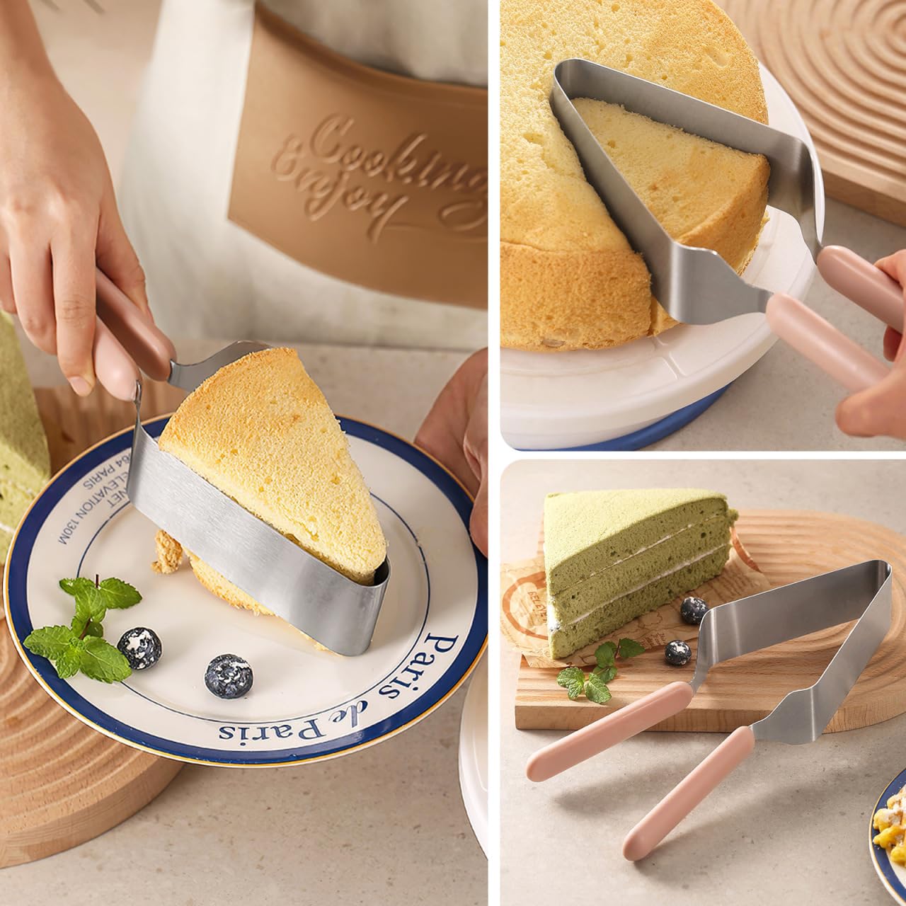 iplusmile 2-Piece Stainless Steel Cake Slicer Set - Adjustable Pie & Cheese Cake Divider with Double Handle - Perfect for Wedding, Birthday & Party Dessert Serving