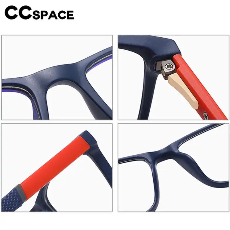 CCspace Unisex Full Rim Square TR90 Titanium Eyeglasses Frame 57307 - Lightweight & Durable Glasses for Work, Reading & Everyday Wear