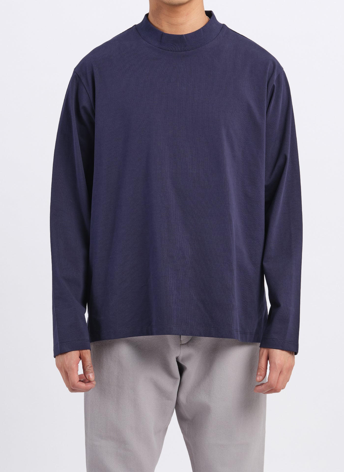 Premium Mercerized Cotton Mock Neck T-Shirt (T 05) - Soft Breathable Fabric for Casual Wear, Layering & Everyday Comfort