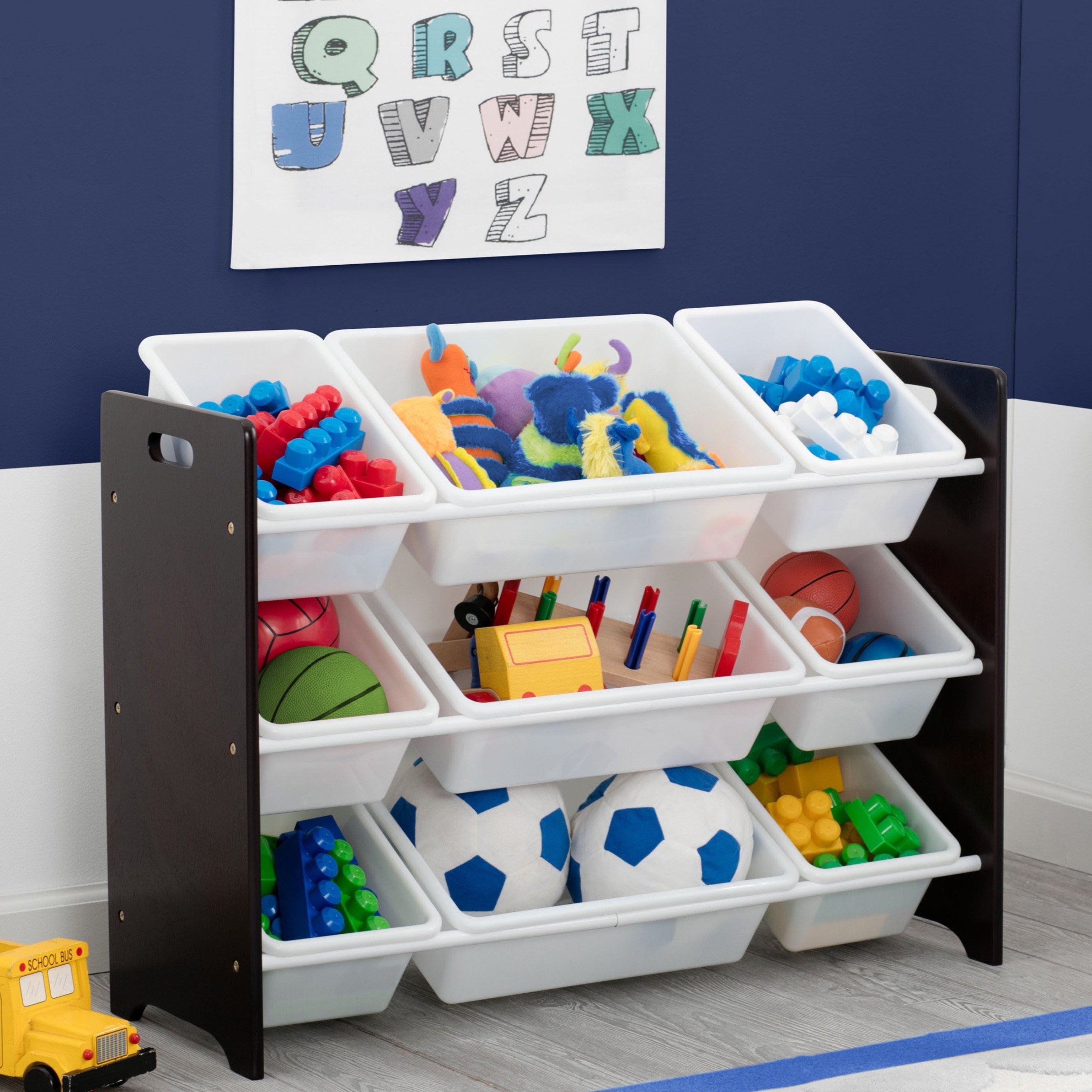 MySize 9 Bin Plastic Toy Organizer - Kids Room Storage Solution for Toys, Books & Crafts - Perfect for Playroom, Bedroom & Classroom Organization