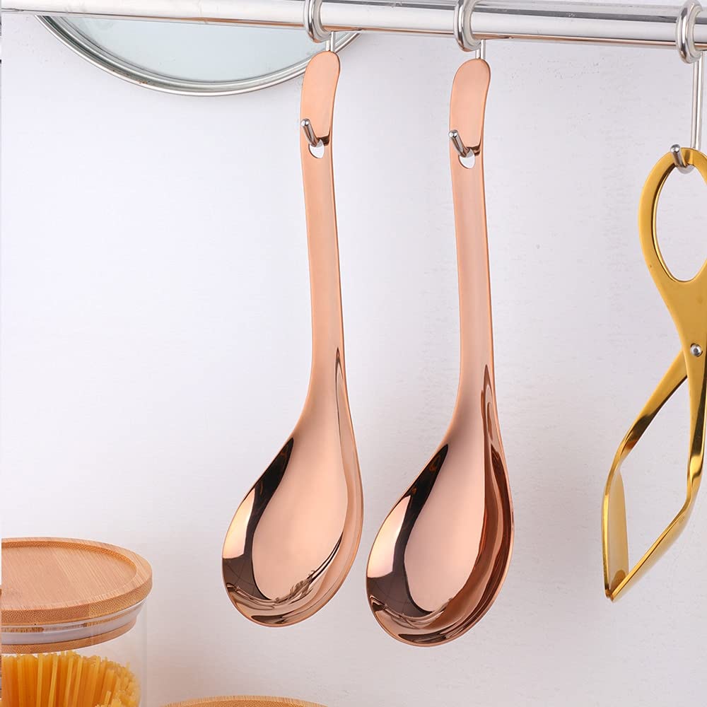 1PC 304 Stainless Steel Rainbow Large Rice Soup Serving Spoon Set - Durable Cutlery & Tableware for Kitchen, Dining & Party Serving - Perfect for Rice, Soup, Salad & Buffet Dishes