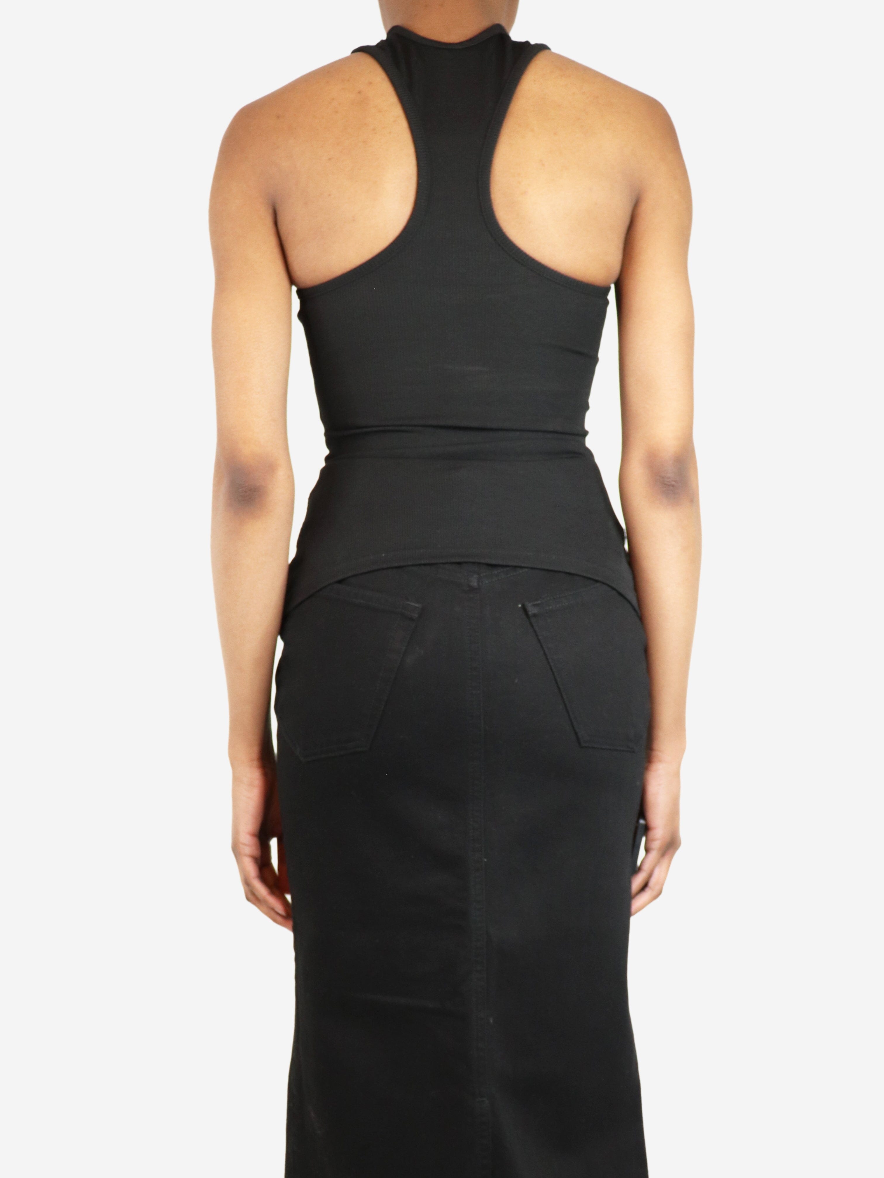Black Ribbed Halterneck Top - Women's Stretch Fitted Crop Top | Size UK 6 (US 4) | Perfect for Summer, Beach, and Night Out