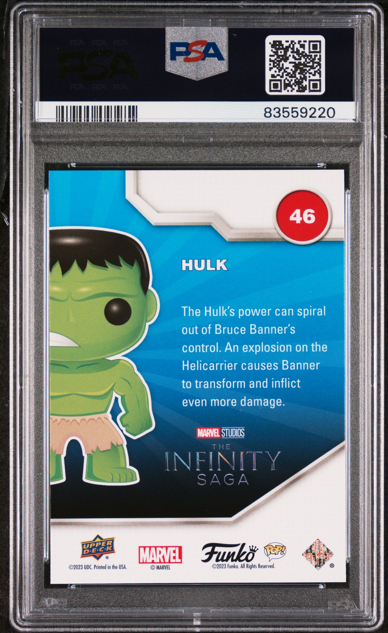 2023 Upper Deck Funko Pop Marvel Hulk Platinum #46 PSA 10 Graded Collectible - Perfect for Marvel Fans, Comic Book Collectors & Pop Culture Enthusiasts