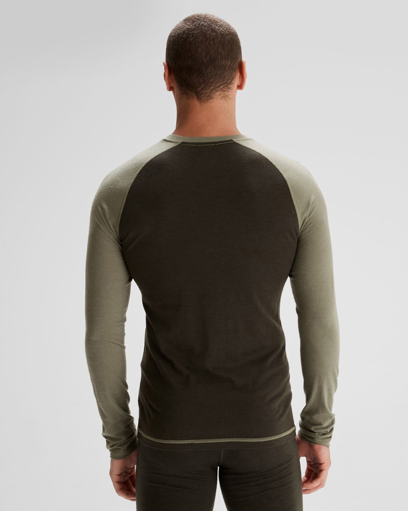 Men's K Merino 125 Baselayer Top - Lightweight Thermal Underwear for Hiking & Outdoor Activities - Beech/Dark Moss Color