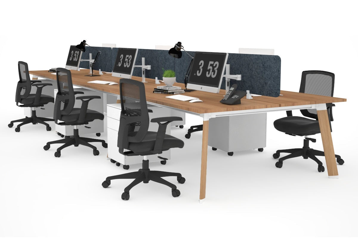 6-Person Workstation with Wood Imprint Frame - 1200L x 700W Office Desk for Collaborative Workspaces & Team Meetings