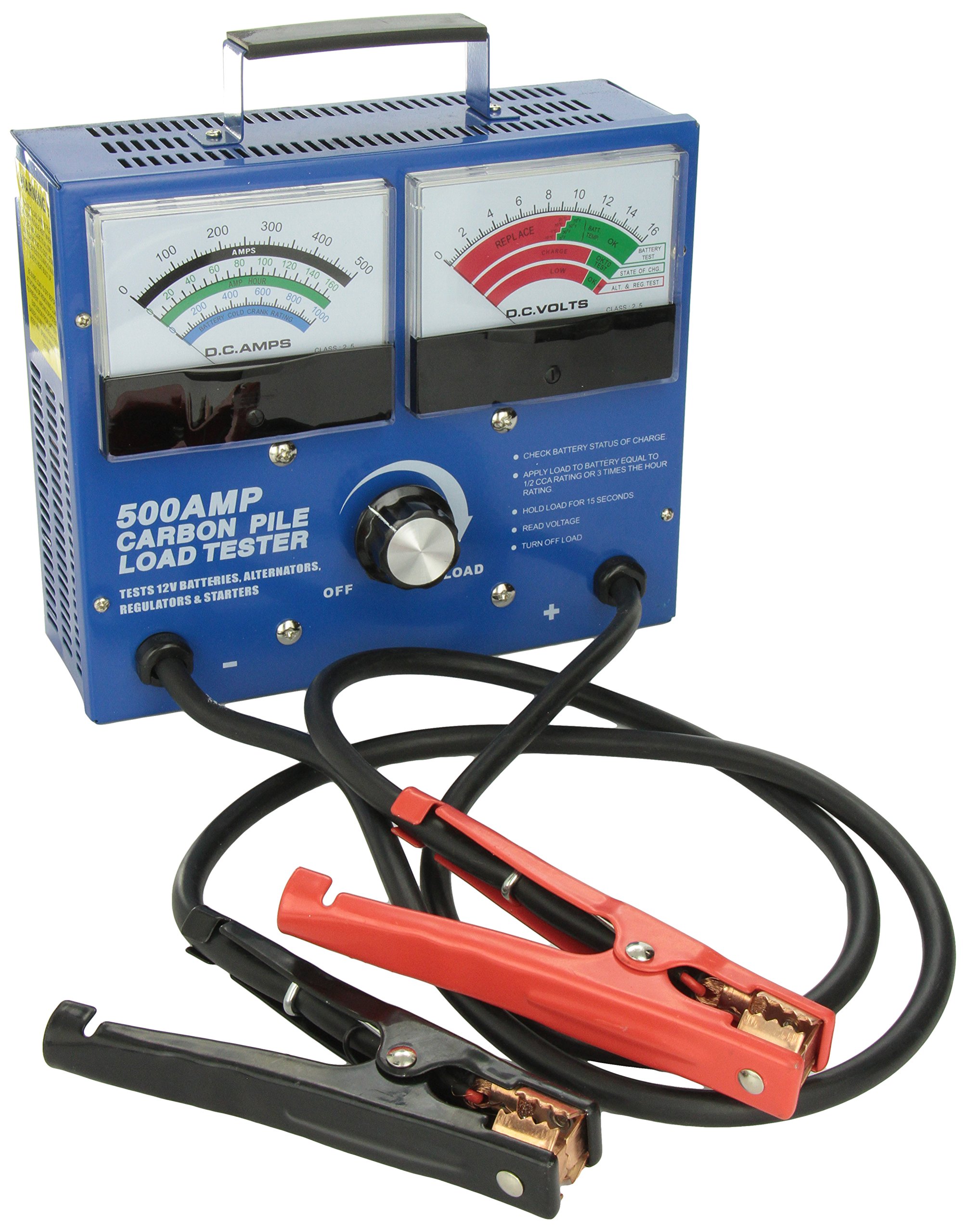 FJC 45115 500 Amp Heavy Duty Carbon Pile Battery Tester for Car, Truck, Marine & RV - Professional Automotive Battery Load Testing - Perfect for Mechanics, Auto Shops & DIY Enthusiasts