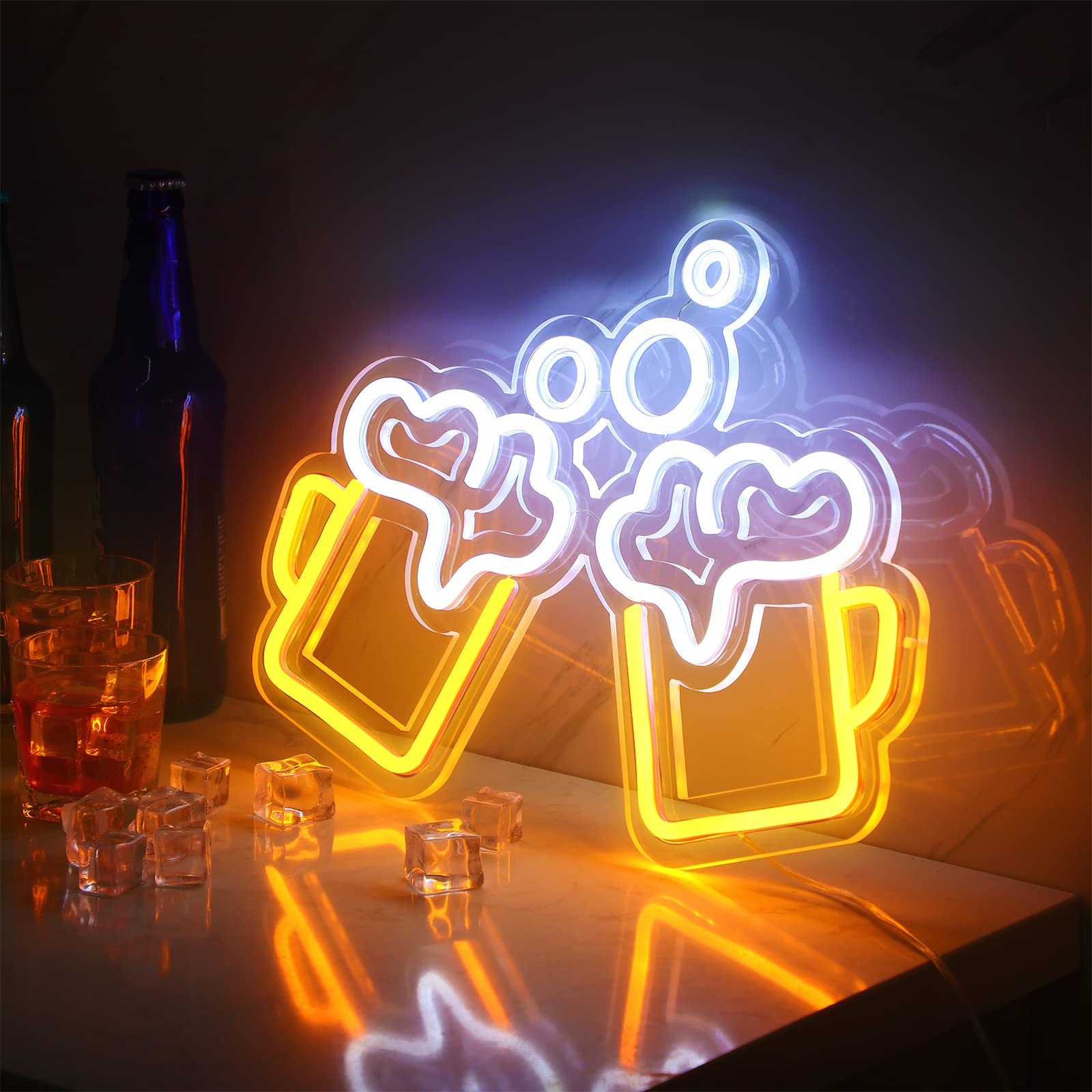 Dimmable LED Beer Neon Sign - Customizable Bar Wall Decor for Pubs, Nightclubs & Game Rooms | Perfect Gift for Beer Lovers & Homebrew Enthusiasts | Ideal for Man Caves, Basement Bars & Sports Viewing Parties