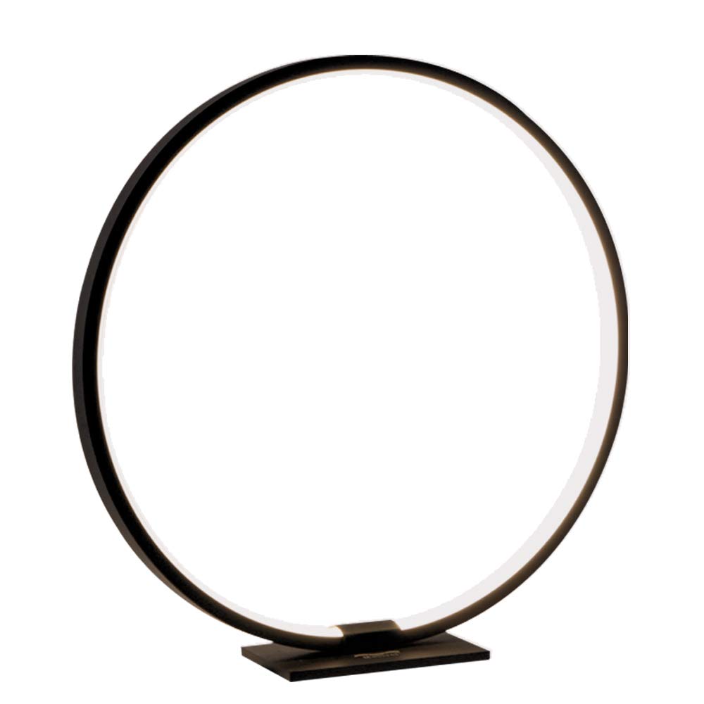 MASIVEL Modern Circle LED Table Lamp - Dimmable Touch Control Nightstand Lamp in Black for Bedroom & Office - Warm White Light for Reading, Working & Relaxing