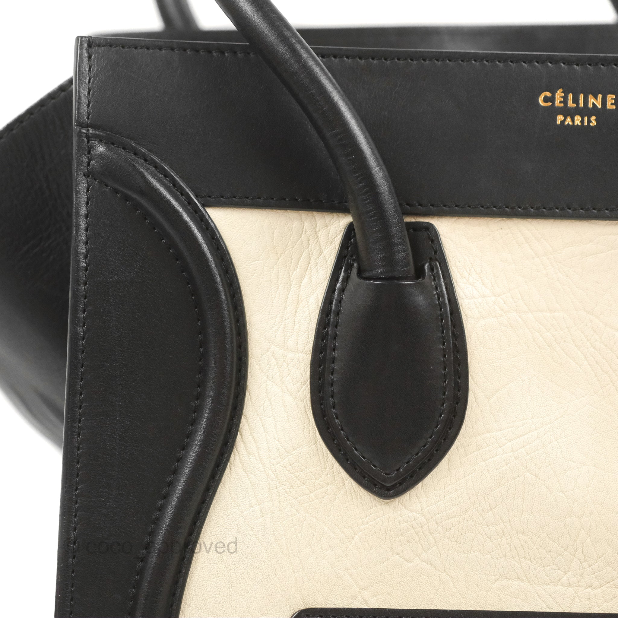 Celine Mini Luggage Bag in Black & White Aged Calfskin Leather - Perfect for Work, Travel & Everyday Luxury Handbag