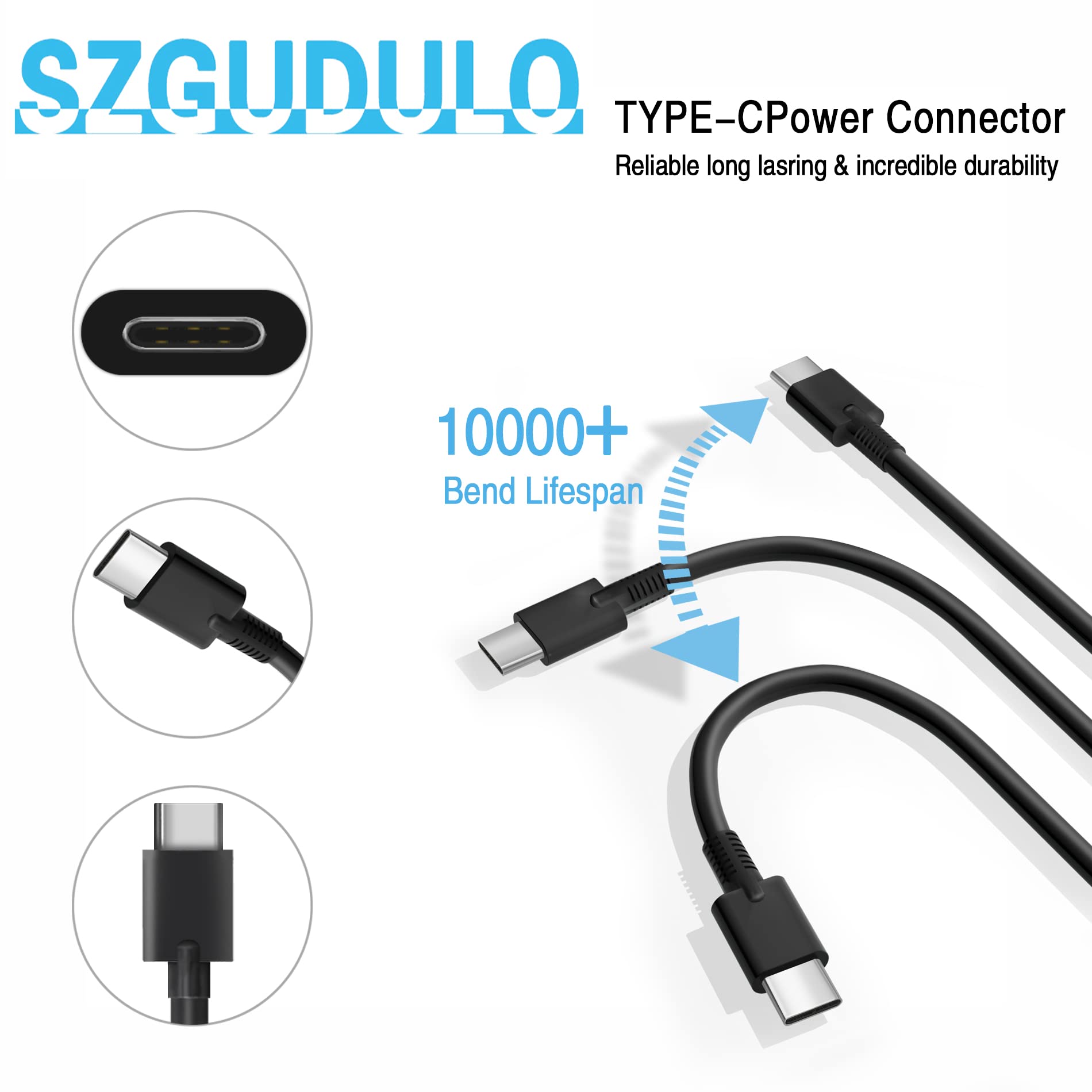 90W USB C Laptop Charger Fast Charging Compatible with Dell XPS, Inspiron, Latitude - Perfect for Home, Office & Travel Use