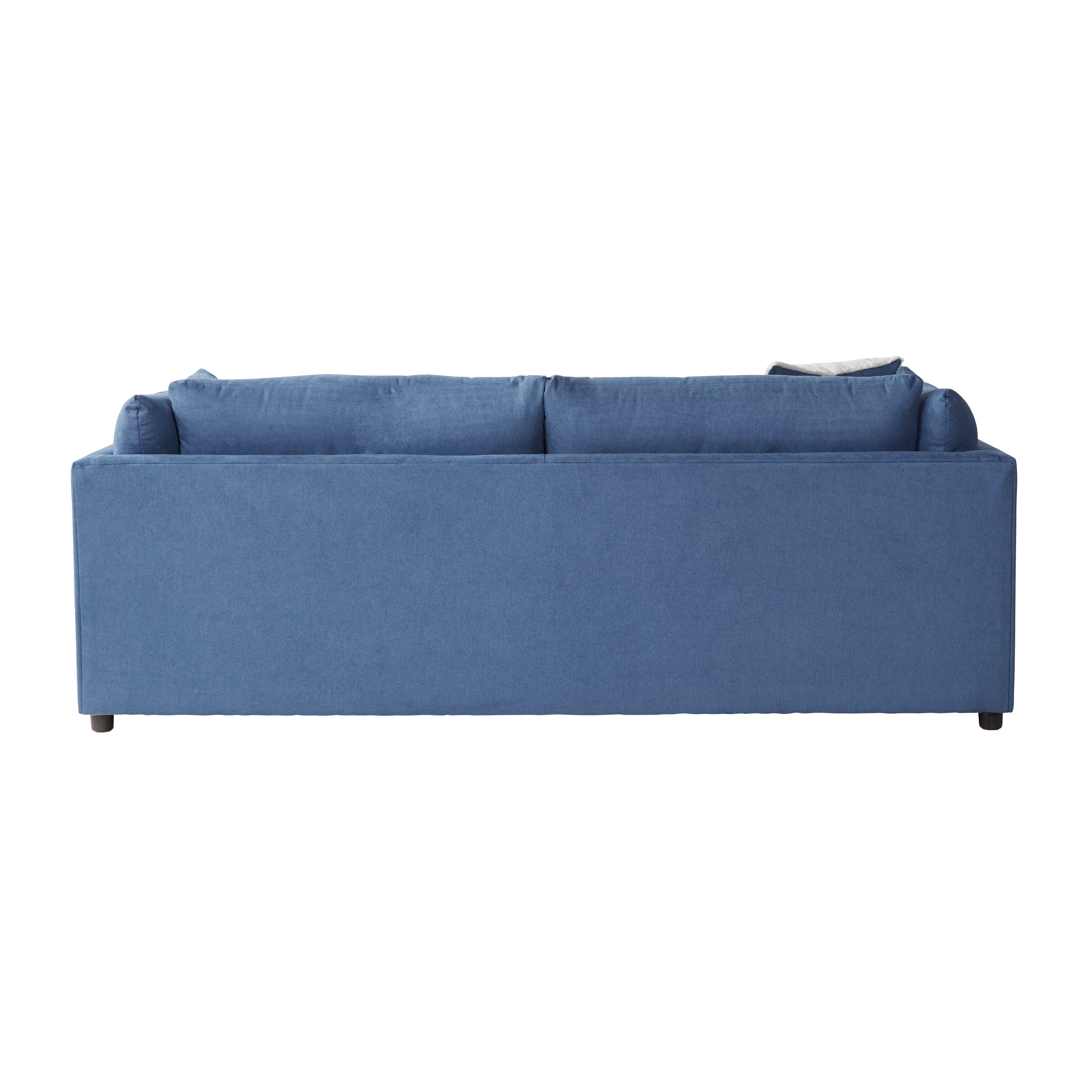 Roundhill Furniture Enda Pillow Back Fabric Sofa - Navy Blue Modern Living Room Couch for Small Spaces & Apartments | Comfortable Sectional Sofa for Relaxing, Entertaining & Family Gatherings