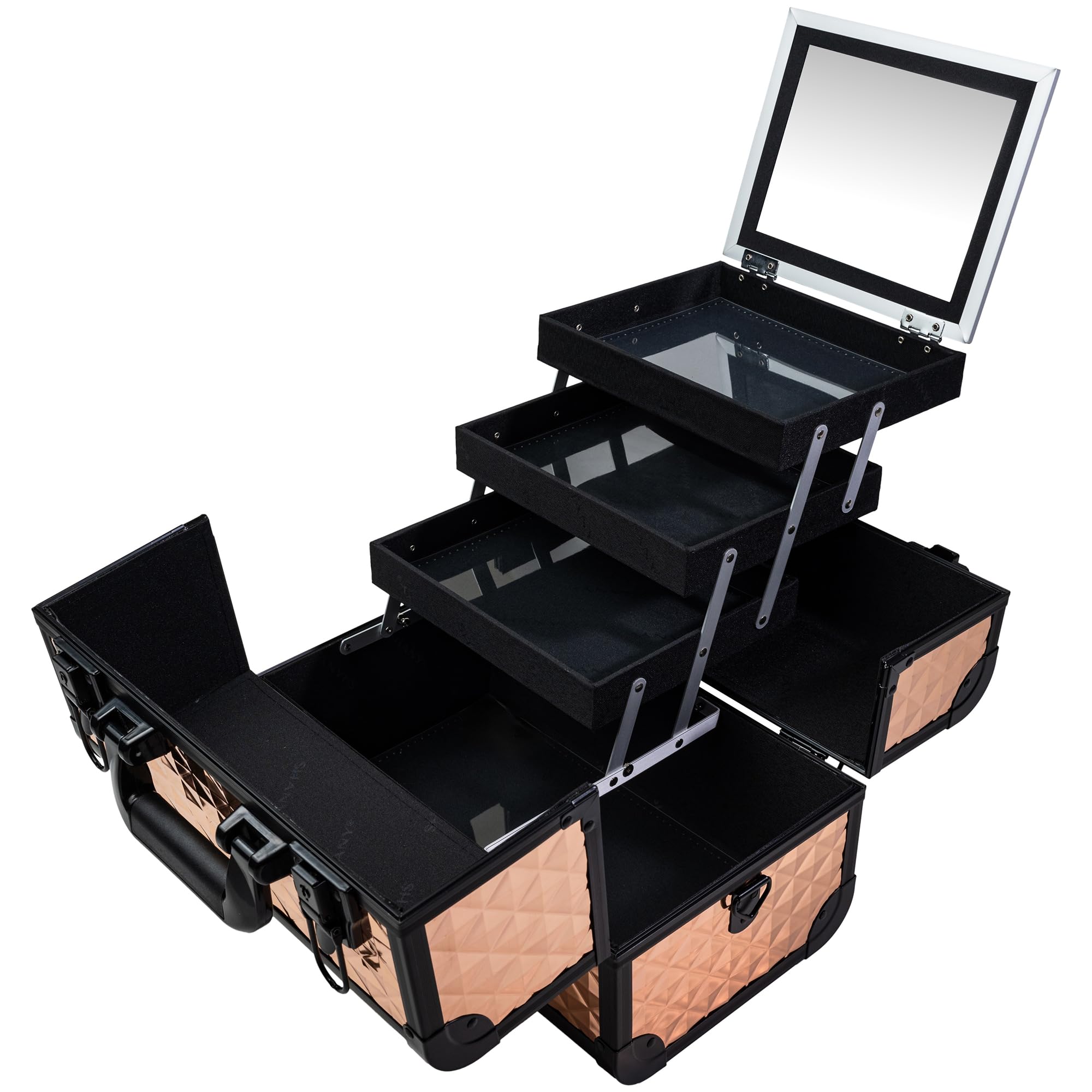 SHANY Professional Makeup Train Case with 3 Trays & Mirror - Perfect for Travel & Salon Use