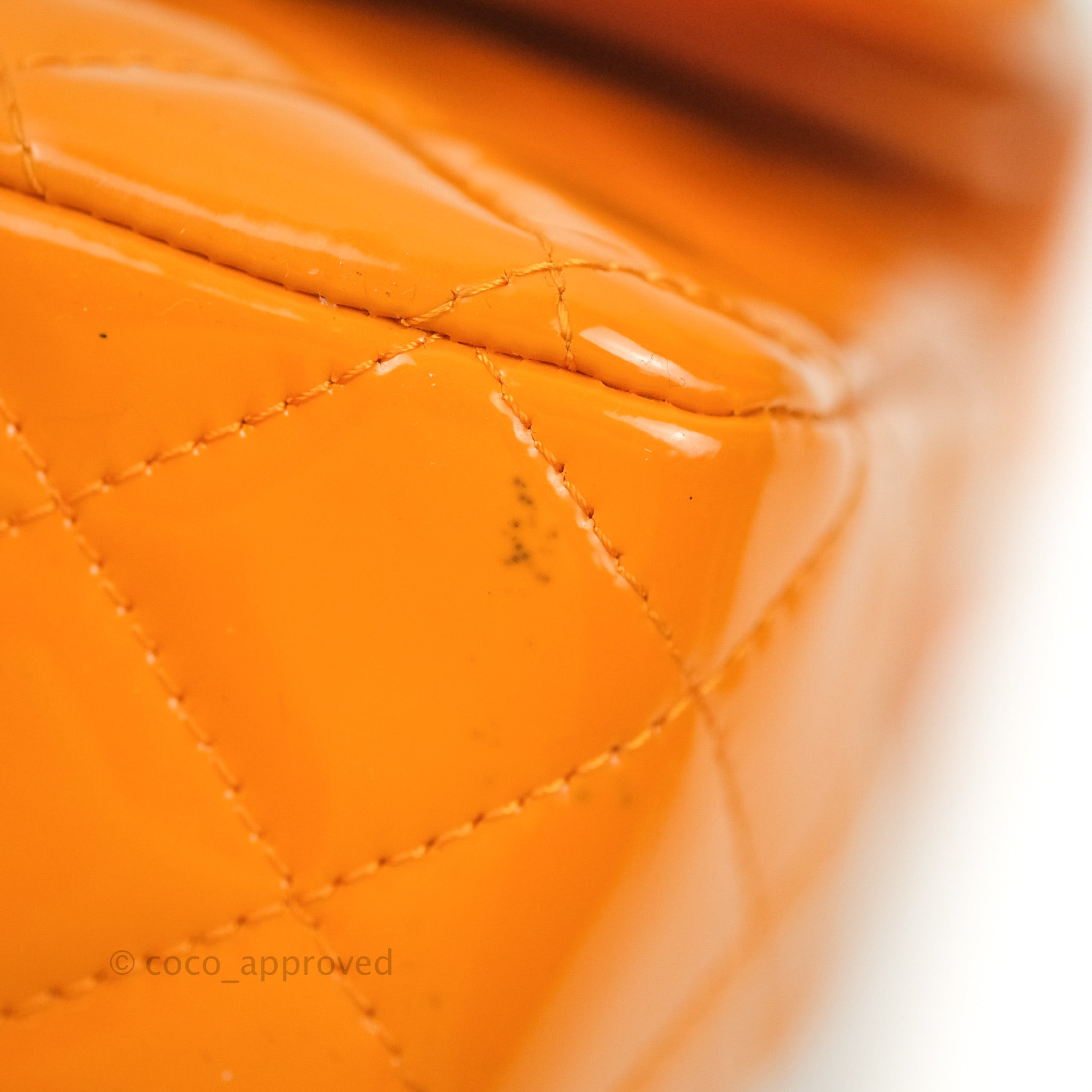 Chanel Classic M/L Medium Double Flap Bag in Orange Patent Leather with Silver Hardware - Perfect for Evening Events & Luxury Fashion Accessories
