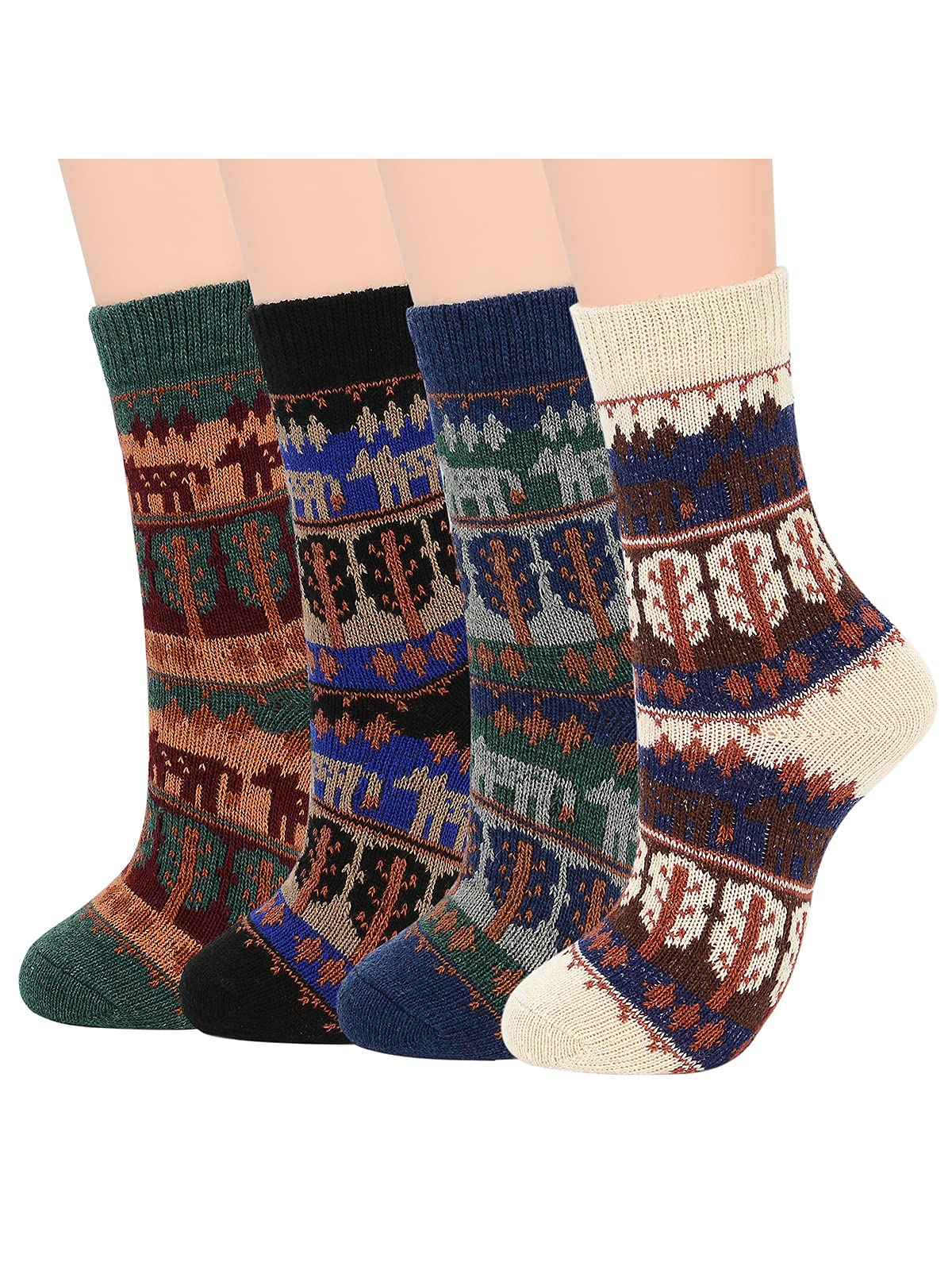 Soft Warm Wool Socks for Women - Thick Knit Winter Socks with Vintage Crew Style in Multiple Colors | Perfect Gift for Her, Ideal for Cold Weather, Hiking & Home Comfort