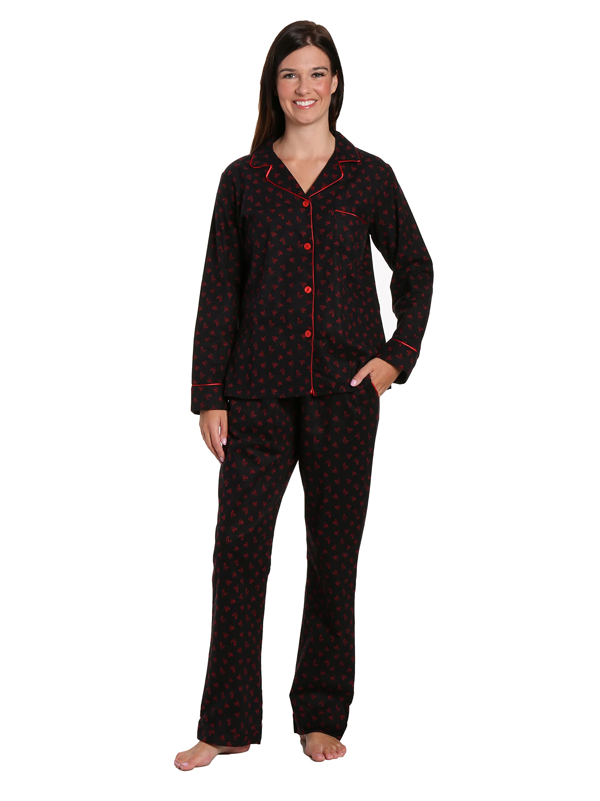 Premium Women's 2-Piece Flannel Pajama Set - Soft Winter Sleepwear with Pockets | Cozy Loungewear for Cold Nights, Christmas Gifts & Relaxing at Home