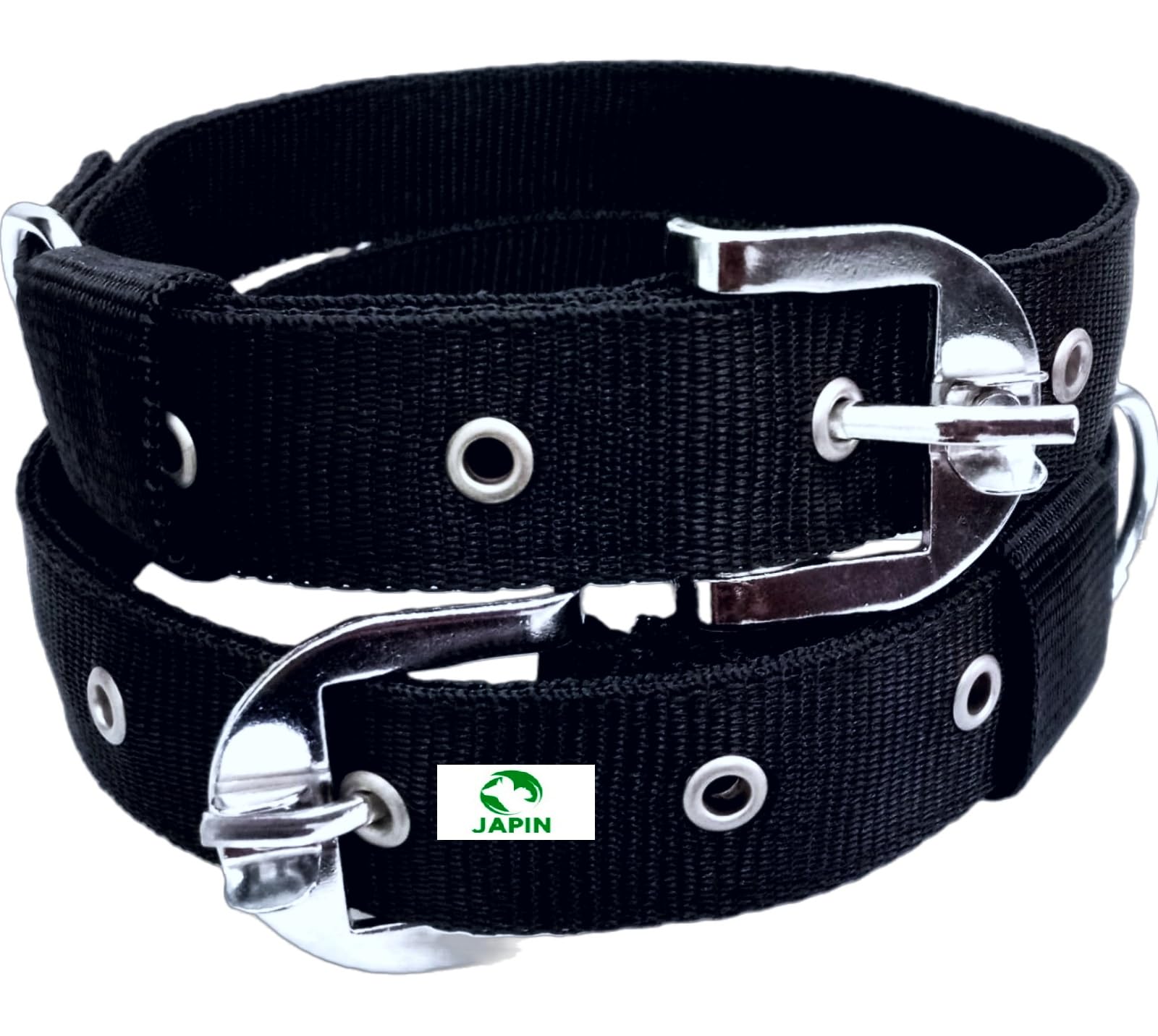 **JAPIN 1.25 Inch Comfortable Dog Collar Belts for Everyday Use - Adjustable & Durable Pet Neck Collar (Pack of 2, Black) - Perfect for Walking, Training & Outdoor Adventures**