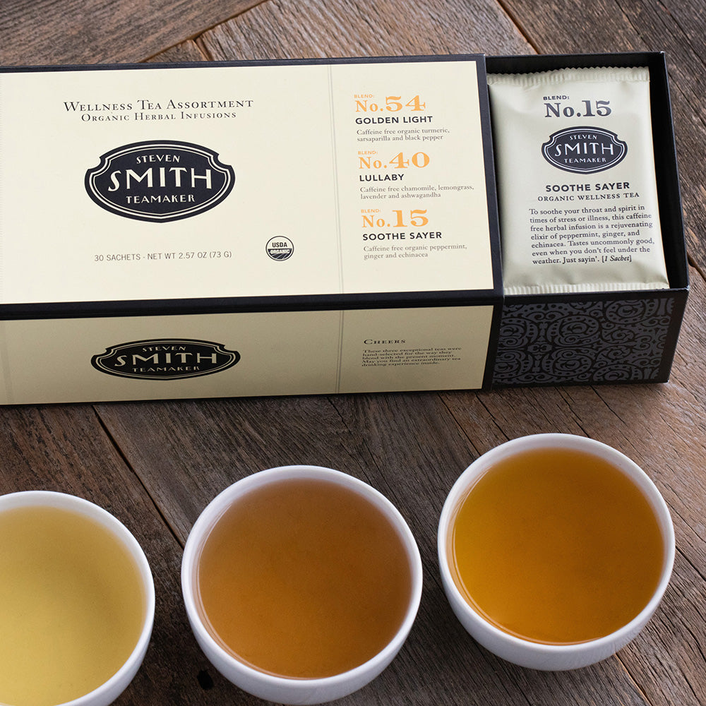 Organic Wellness Tea Assortment - Herbal Tea Gift Set with Chamomile, Peppermint & Ginger - Relaxation & Digestive Support - Perfect for Stress Relief, Evening Relaxation & Self-Care Moments