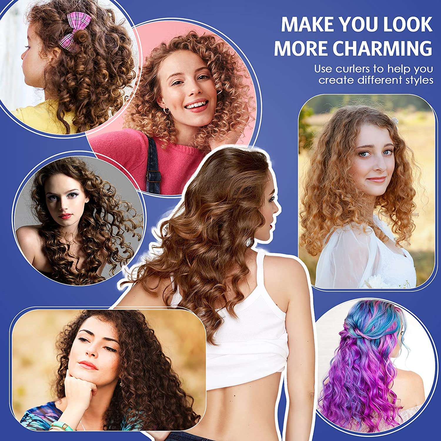 SIYAA 20-Pack Flexible Curling Rods & Twist Foam Hair Rollers - No Heat Soft Foam Hair Curlers with Steel Pintail Comb for Women & Girls (Size M-1) - Perfect for Salon-Quality Curls at Home, Travel & DIY Styling