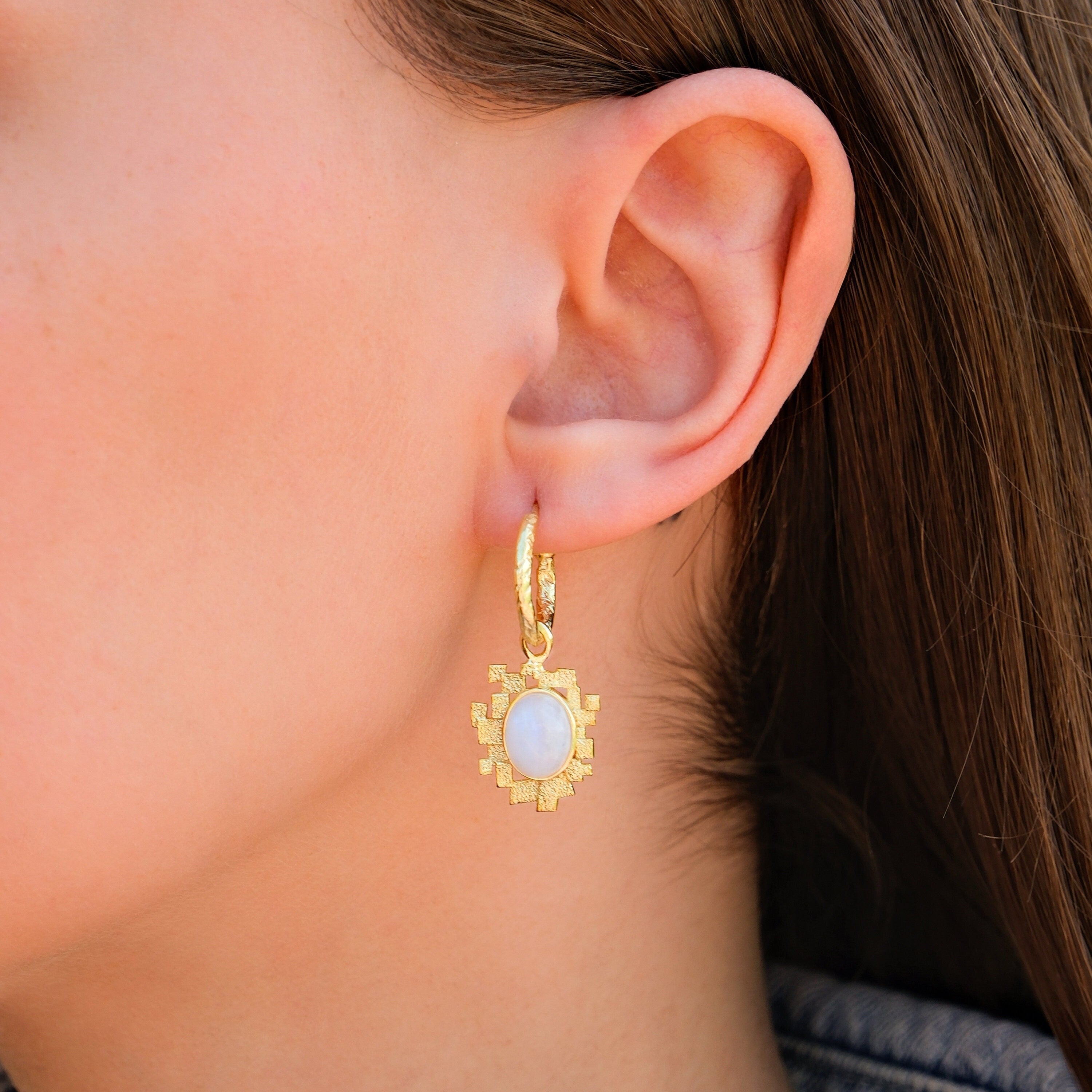 Moonstone Earrings 14K Gold Vermeil - Elegant Dainty Jewelry for Women, Perfect for Weddings, Parties & Everyday Wear