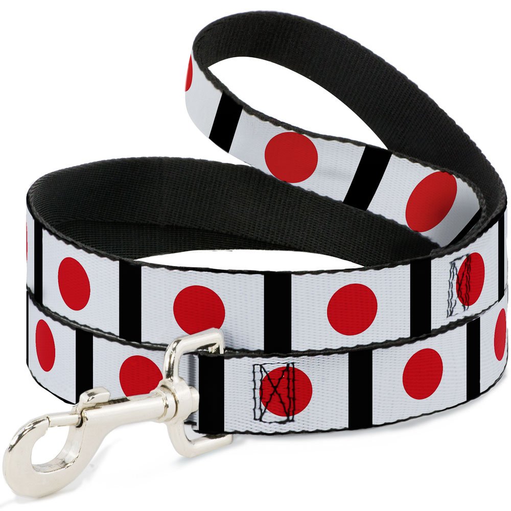 Buckle-Down Japan Flag Pet Leash - 4 Feet Long, 1 Inch Wide - Durable Dog Walking Leash for Small to Medium Dogs - Perfect for Daily Walks, Hiking & Outdoor Adventures