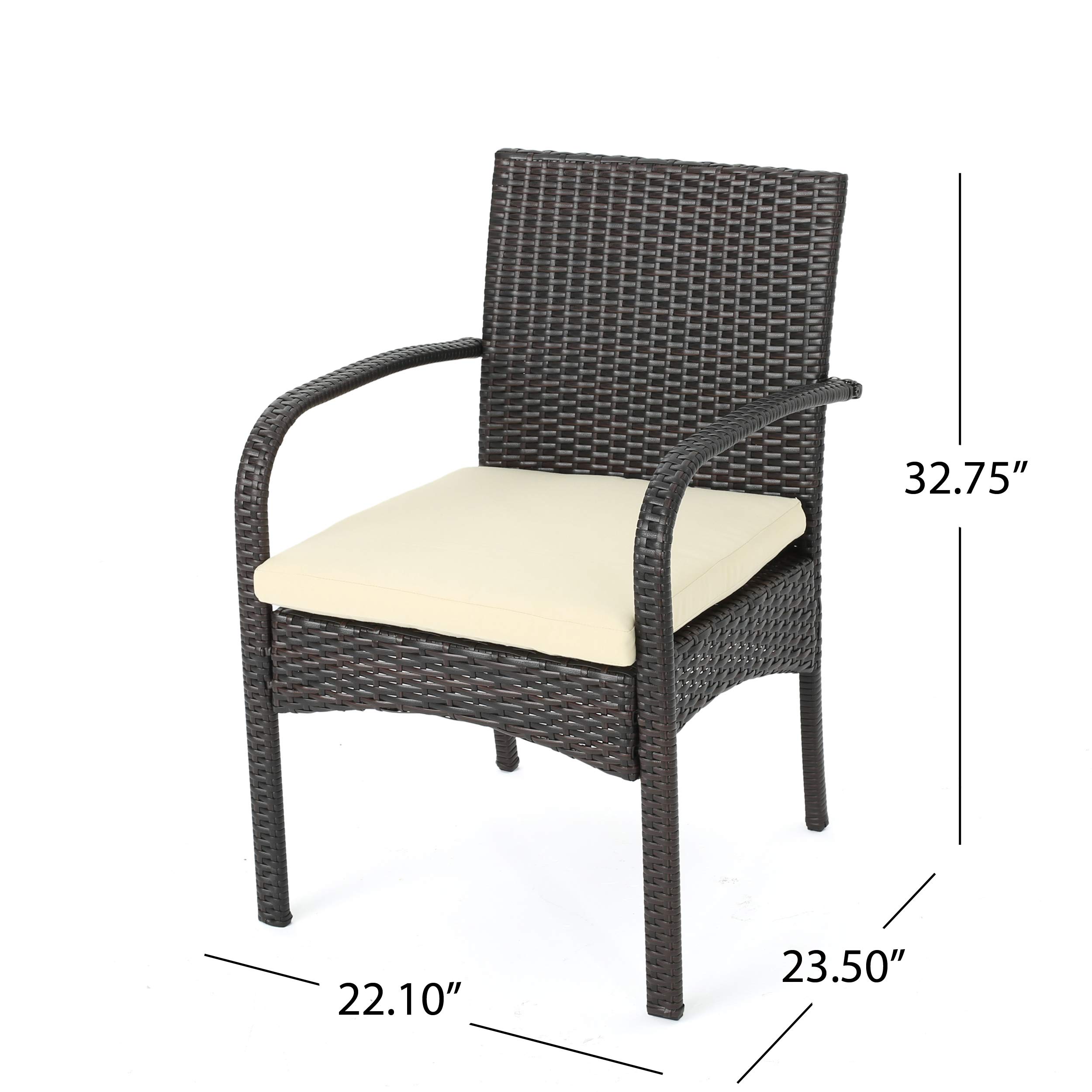 Christopher Knight Home Cordoba Outdoor PE Wicker Dining Chairs Set of 2 - Weather-Resistant Multibrown Patio Furniture for Garden, Poolside & Backyard Dining