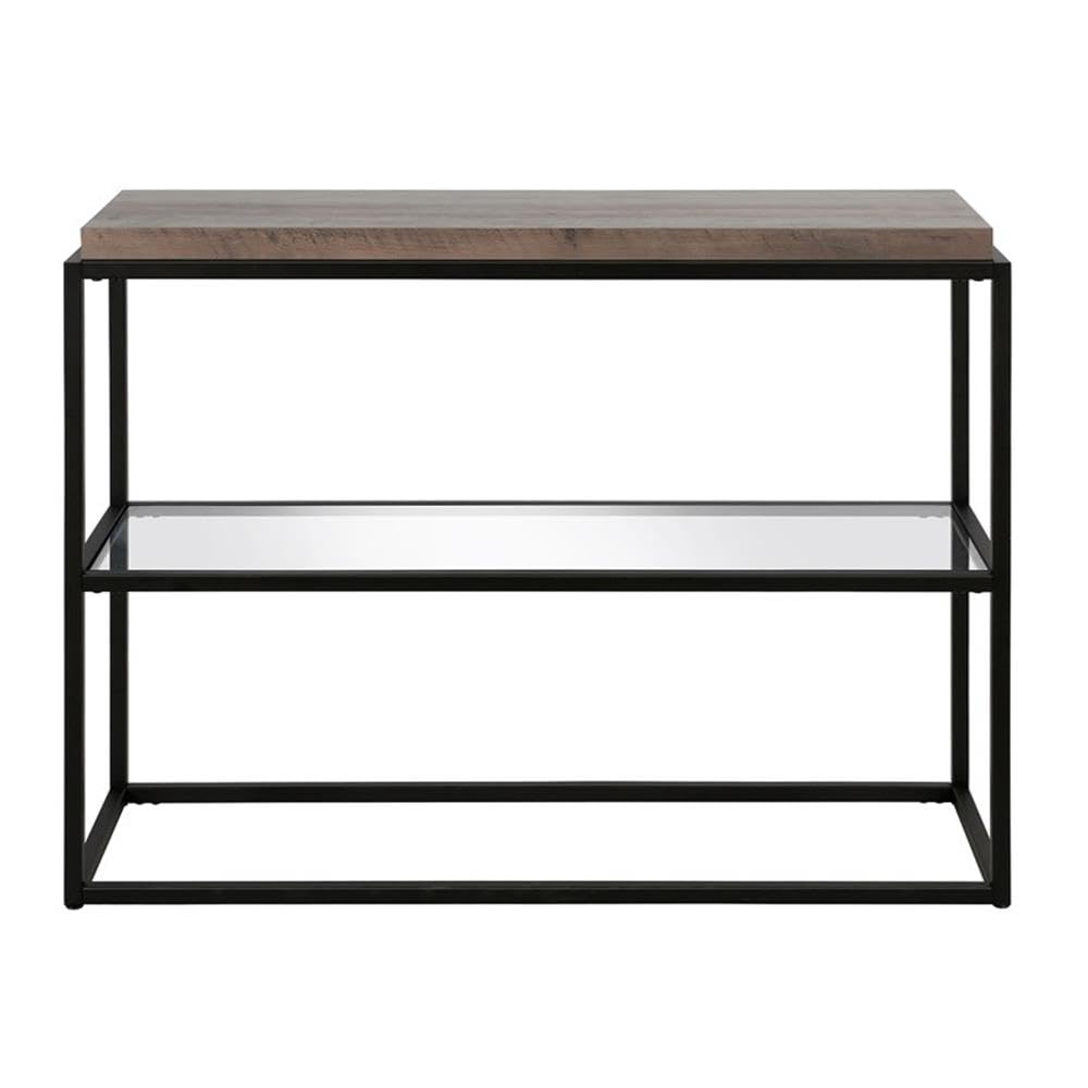 Henn&Hart 42 Inch Blackened Bronze Metal and Glass Console Table - Entryway Sofa Table, Hallway Accent Furniture for Living Room, Foyer & Bedroom Decor