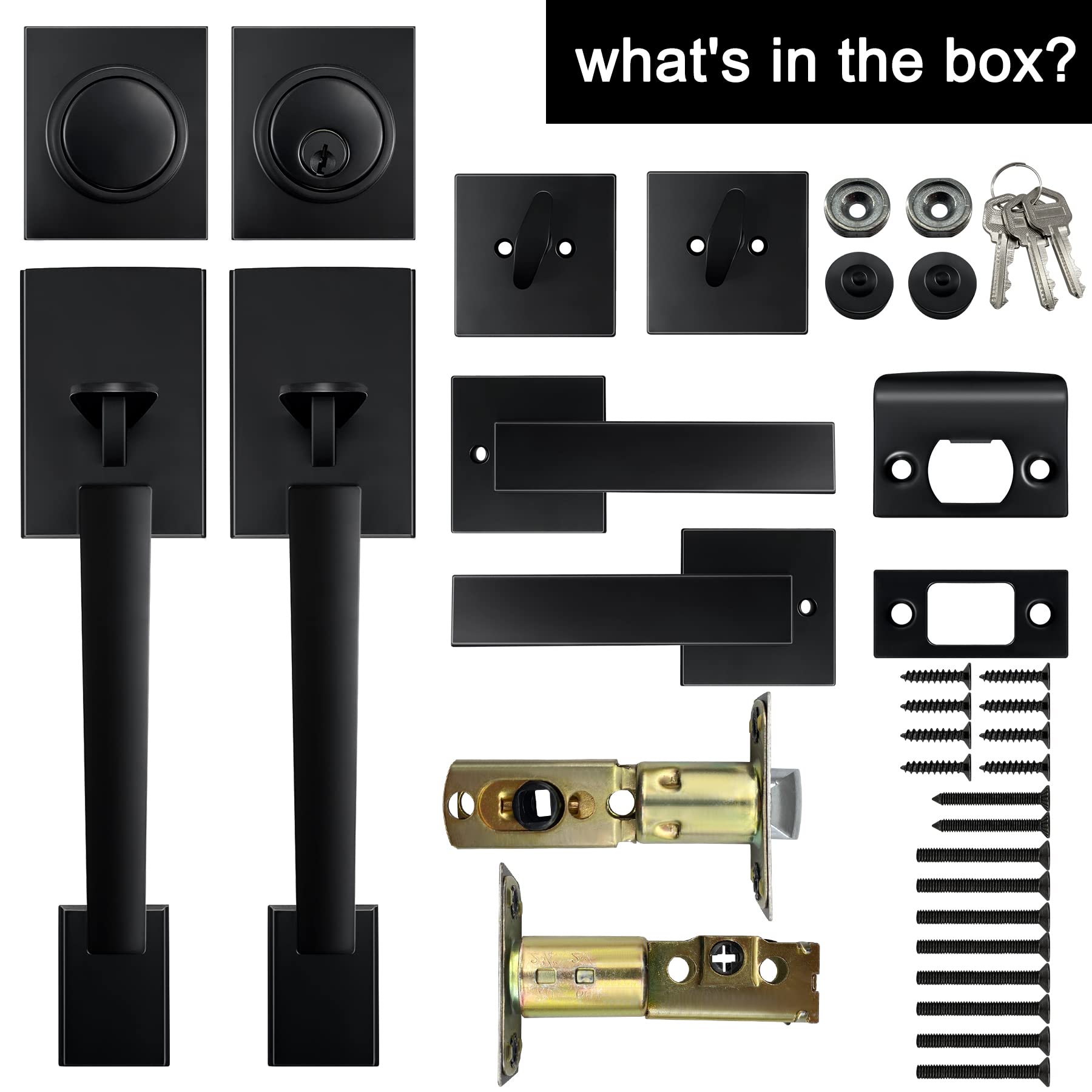 **Heavy Duty Matte Black Double Door Handle Set with Dummy - Keyed & Dummy Handle Set for Front, Back, or Office Doors - Secure & Stylish Entryway Solution**    *(Perfect for Home, Office, or Commercial Use - Enhances Security & Aesthetic Appeal)*