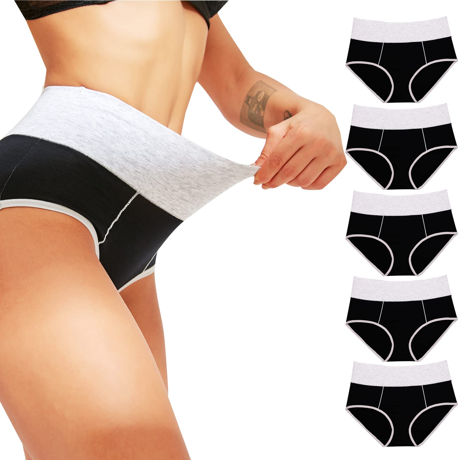 High Waisted Cotton Briefs for Women - Soft, Full Coverage Stretch Underwear - Breathable Panties in Regular & Plus Size - Perfect for Everyday Comfort & Lounge Wear
