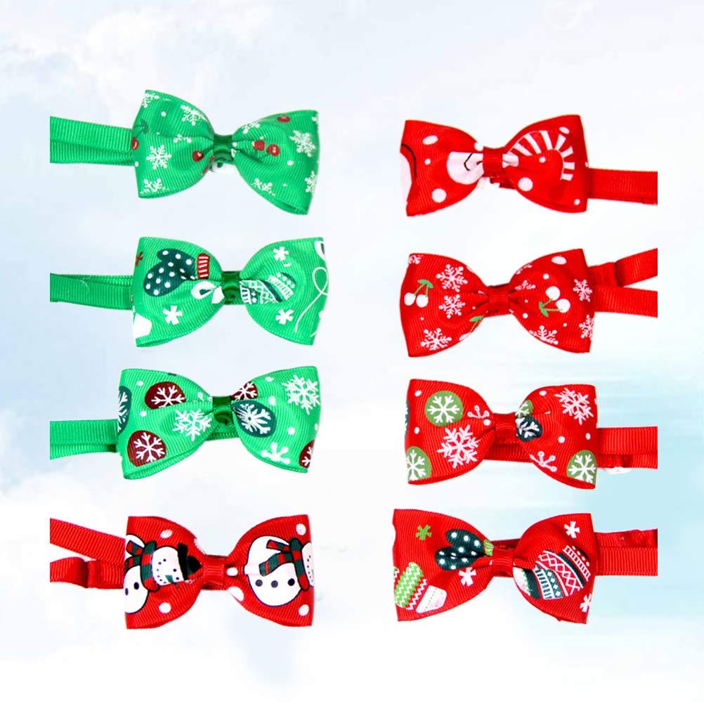 8Pcs Christmas Pet Dog Bow Ties - Adjustable Dog Collar Neckties for Small Medium Large Dogs - Festive Holiday Dog Accessories (Mixed Colors) - Perfect for Christmas Photos, Parties & Family Gatherings