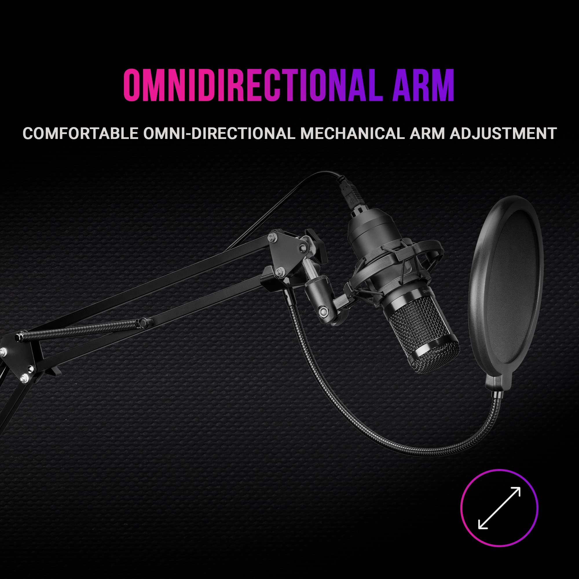MARSGAMING MMICPRO USB Condenser Microphone for PC - High Definition Streaming & ASMR Mic - Compatible with Windows & Mac (Black) - Perfect for Gaming, Podcasting, Voiceovers & Live Streaming