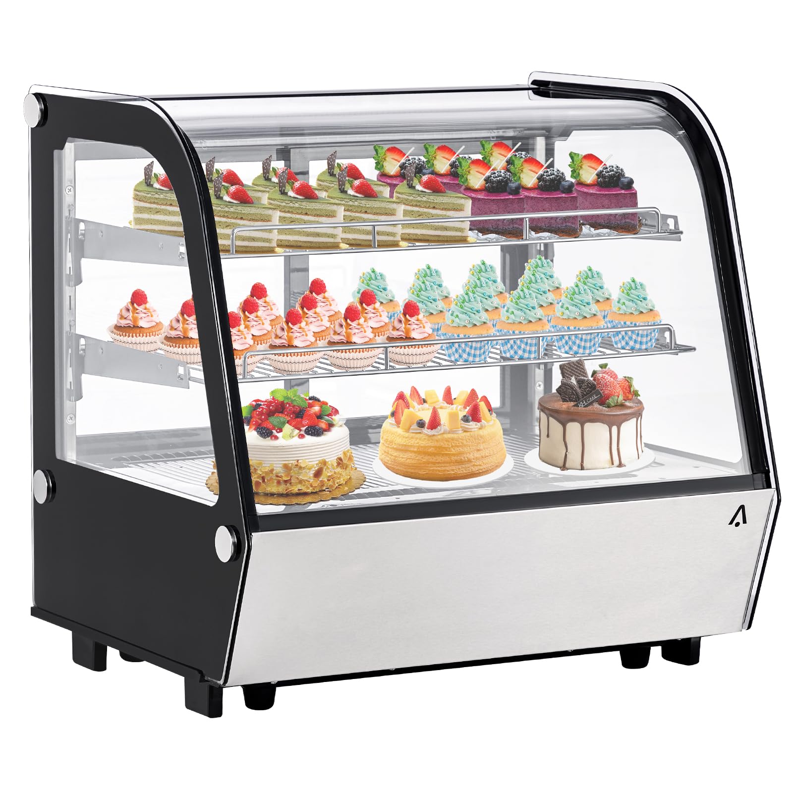 GARVEE 4.2 Cu.Ft Commercial Countertop Refrigerator with LED Lighting, Auto Defrost & Air Cooling - Sliding Door Display Case for Cafe, Restaurant, Bar, or Convenience Store - Perfect for Beverage, Dessert & Food Storage