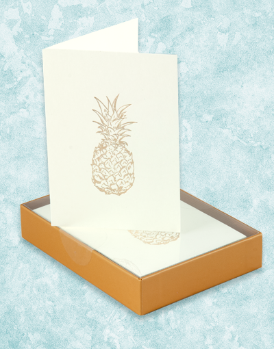 Golden Pineapple Note Cards Set - 20 Pack Blank Greeting Cards with Envelopes for Thank You Notes, Birthday Wishes & Special Occasions - Tropical Stationery for Home Office & Gift Giving
