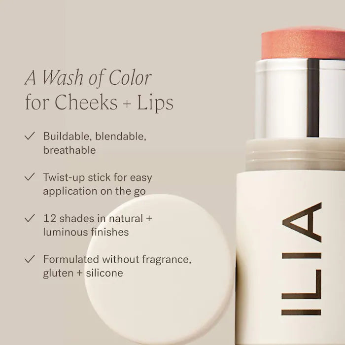 ILIA Multi Stick Cream Blush - 3-in-1 Lip, Cheek & Eye Color - Vegan & Cruelty-Free Makeup for Natural Glow | Perfect for Everyday Wear, Date Night & On-The-Go Touch Ups